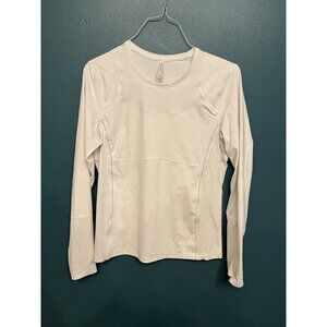 Athleta White Base Layer Top Long Sleeve Thumb Holes Size Large